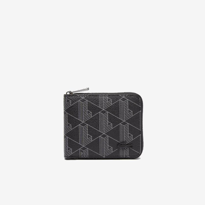 Lacoste Monogram Print Small Zip Wallet 646T2126 Monogram Noir Gris H45 Men