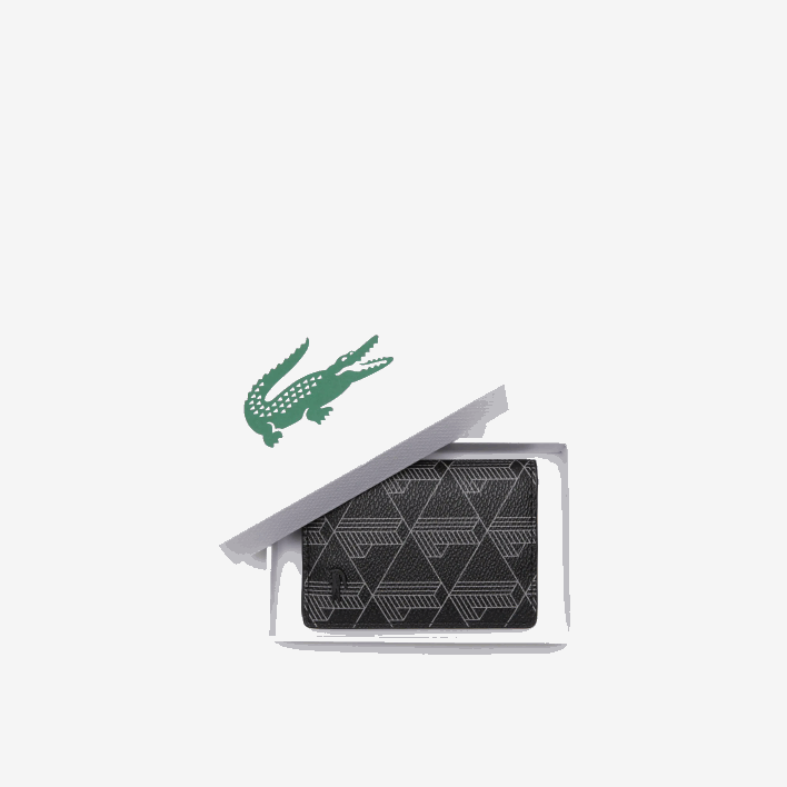 Lacoste The Blend Monogram Print Vertical Card Holder 646T1990 Monogram Noir Gris H45 Men