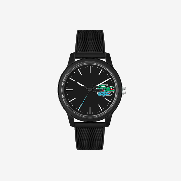 Lacoste 12.12 3 Hands Watch - Black With Silicone Strap 646T2315 Black 000 Men