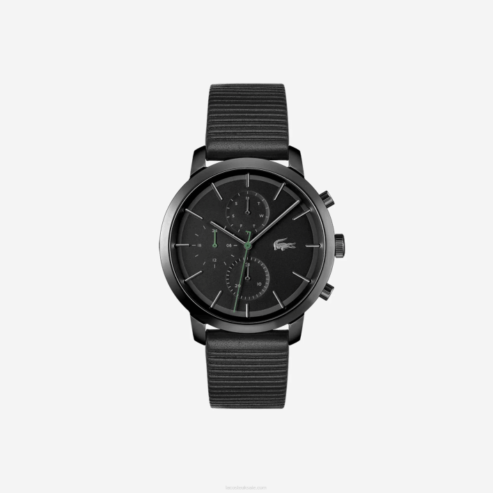 Lacoste Replay Black Leather Strap Watch 646T2318 Black 000 Men