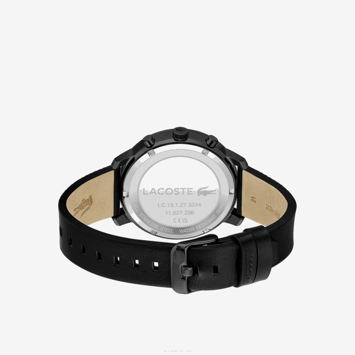 Lacoste Replay Black Leather Strap Watch 646T2318 Black 000 Men