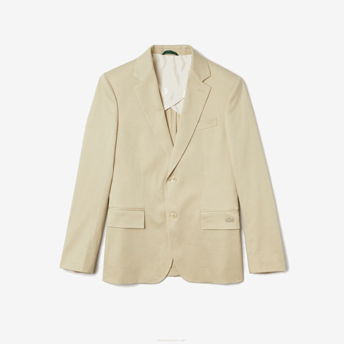 Lacoste Cotton And Linen Blend Pleated Blazer 646T1305 Beige 68S Men