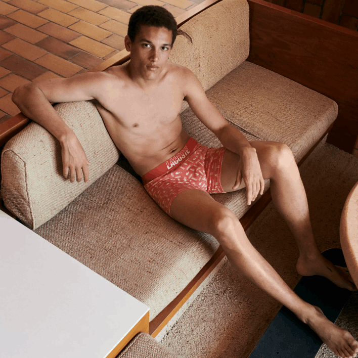 Lacoste 3-Pack Stretch Cotton Printed Trunks 646T503 Orange Grey Chine White TTI Men