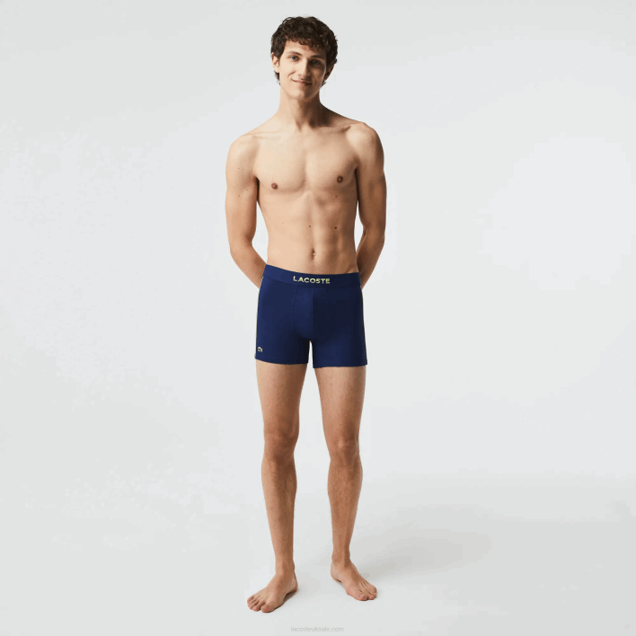 Lacoste Breathable Technical Mesh Trunk 646T1556 Navy Blue Flashy Yellow 39N Men