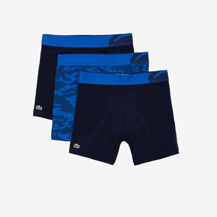Lacoste Camouflage Print Boxer Brief 3-Pack 646T1551 Navy Blue 8W1 Men