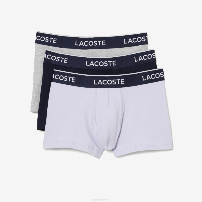 Lacoste Casual Boxer Brief 3-Pack 646T482 Purple Navy Blue Grey Chine GGJ Men