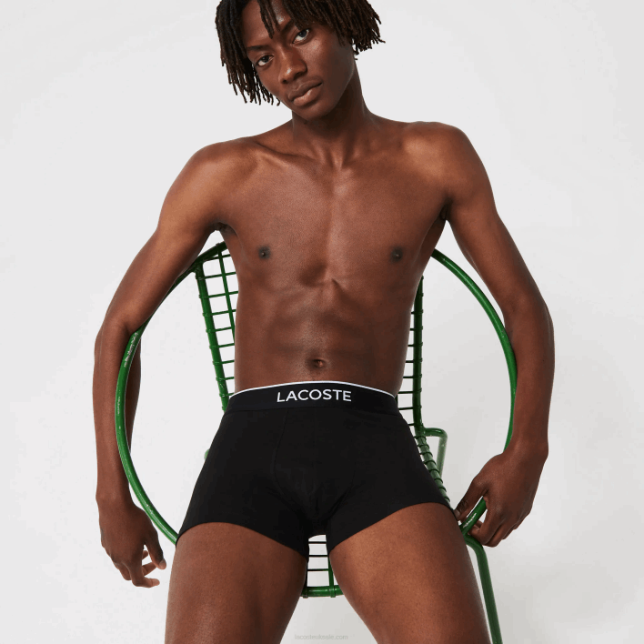 Lacoste Casual Signature Boxer Trunks 3-Pack 646T1328 Black Grey Chine VDP Men