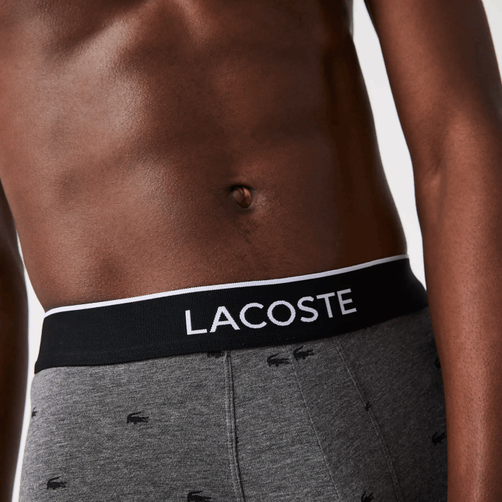 Lacoste Casual Signature Boxer Trunks 3-Pack 646T1328 Black Grey Chine VDP Men