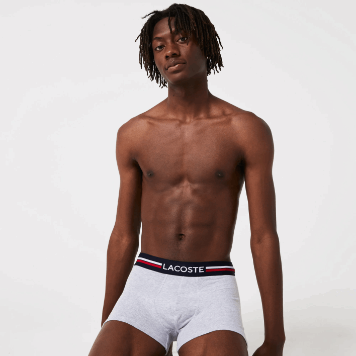 Lacoste Iconic Three-Tone Waistband Trunk 3-Pack 646T1347 Navy Blue Grey Chine Red W34 Men