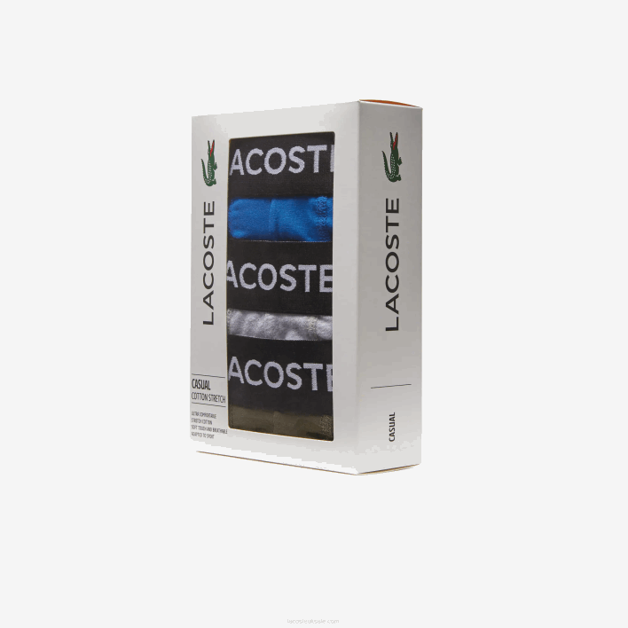 Lacoste Iconic Three-Tone Waistband Trunk 3-Pack 646T1348 Grey Chine Khaki Green Blue 8WZ Men