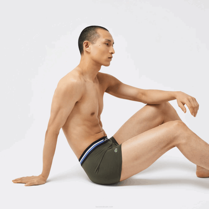 Lacoste Iconic Three-Tone Waistband Trunk 3-Pack 646T1348 Grey Chine Khaki Green Blue 8WZ Men