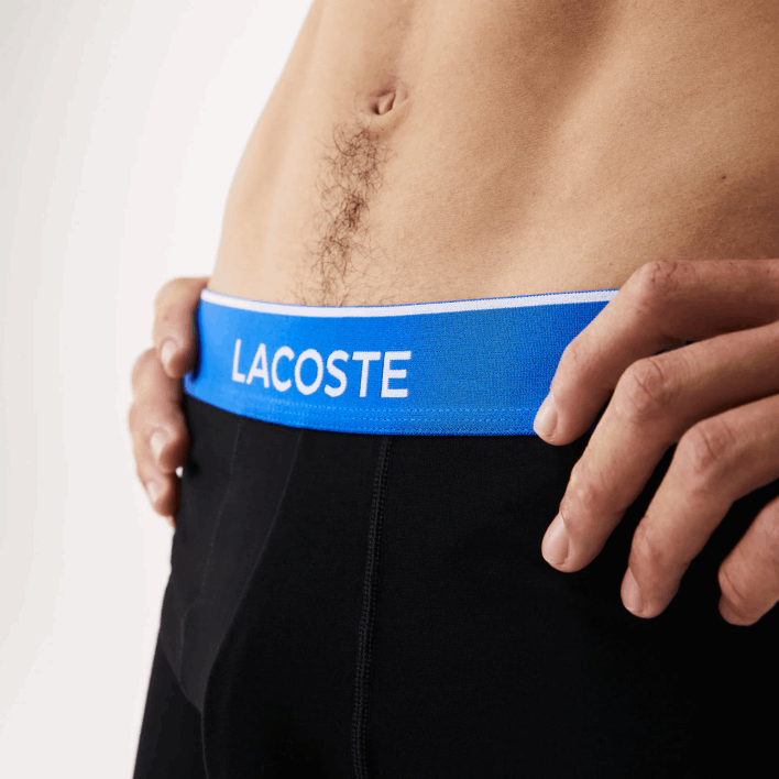 Lacoste Long Cotton Boxer Brief 3-Pack 646T1415 Black Blue Dark Grey B68 Men