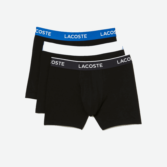 Lacoste Long Cotton Boxer Brief 3-Pack 646T1415 Black Blue Dark Grey B68 Men