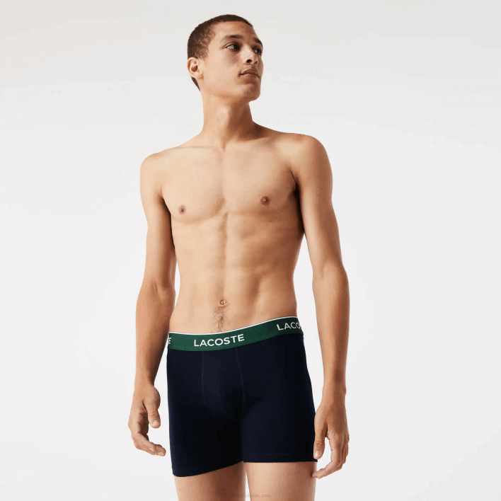 Lacoste Long Cotton Boxer Brief 3-Pack 646T1416 Green Red Navy Blue HY0 Men