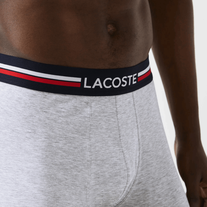 Lacoste Long Cotton Boxer Brief 3-Pack 646T1420 Navy Blue Grey Chine Red W34 Men