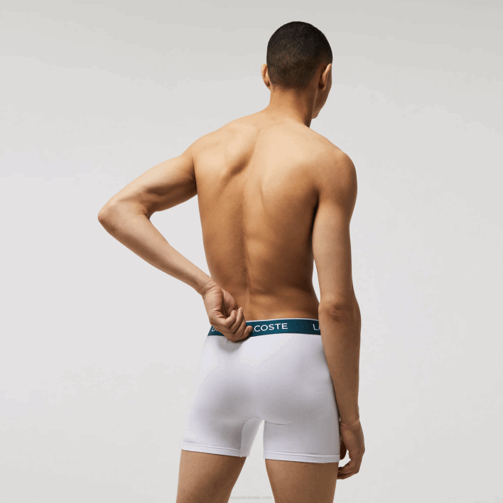 Lacoste Long Stretch Cotton Boxer Brief 3-Pack 646T1405 White 001 Men
