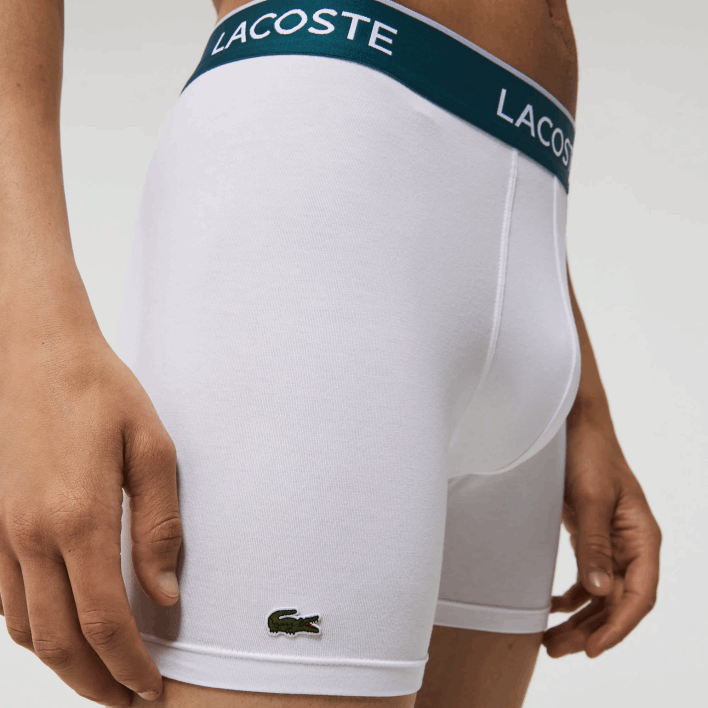 Lacoste Long Stretch Cotton Boxer Brief 3-Pack 646T1405 White 001 Men