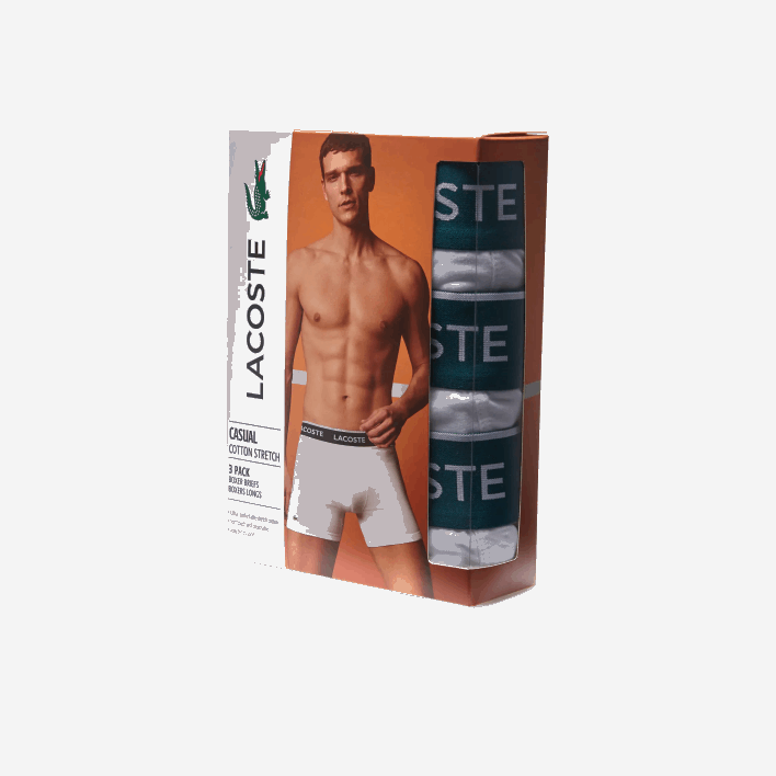 Lacoste Long Stretch Cotton Boxer Brief 3-Pack 646T1405 White 001 Men