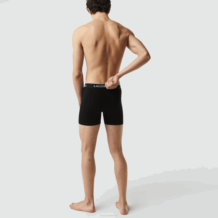 Lacoste Long Stretch Cotton Boxer Brief 3-Pack 646T1406 Black 031 Men