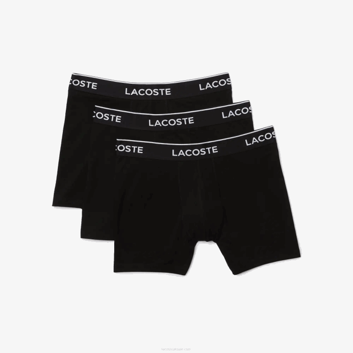 Lacoste Long Stretch Cotton Boxer Brief 3-Pack 646T1406 Black 031 Men
