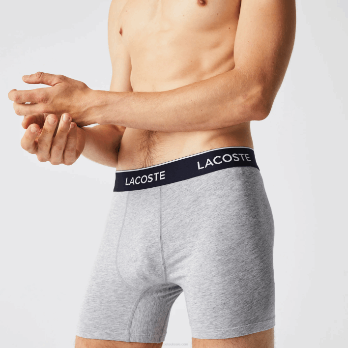 Lacoste Long Stretch Cotton Boxer Brief 3-Pack 646T1407 Grey Chine CCA Men