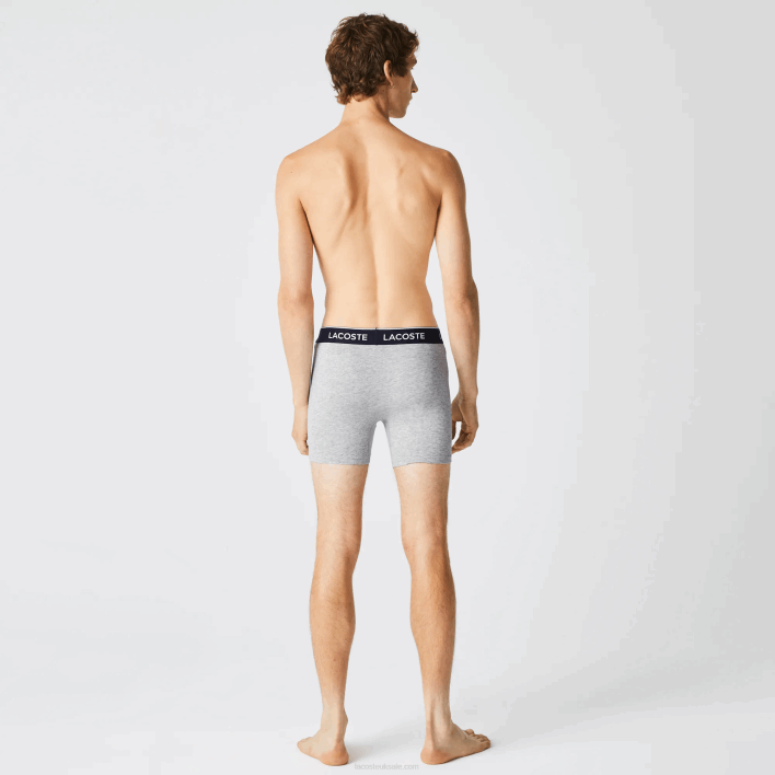 Lacoste Long Stretch Cotton Boxer Brief 3-Pack 646T1407 Grey Chine CCA Men