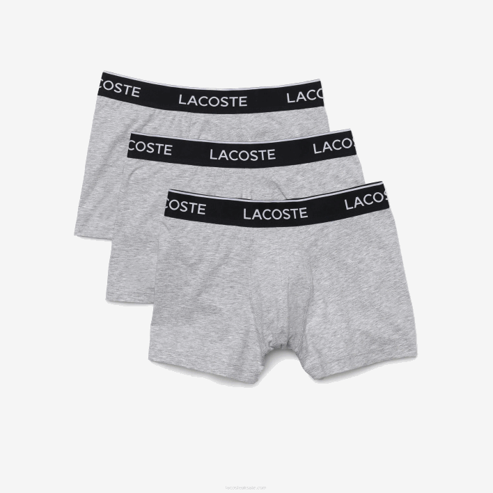 Lacoste Long Stretch Cotton Boxer Brief 3-Pack 646T1407 Grey Chine CCA Men