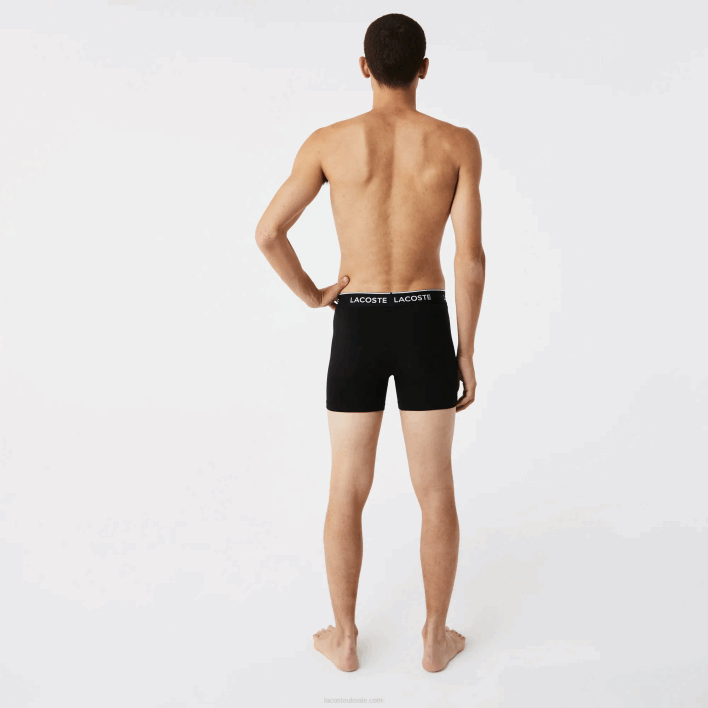 Lacoste Long Stretch Cotton Boxer Brief 3-Pack 646T1433 Black White Grey Chine NUA Men