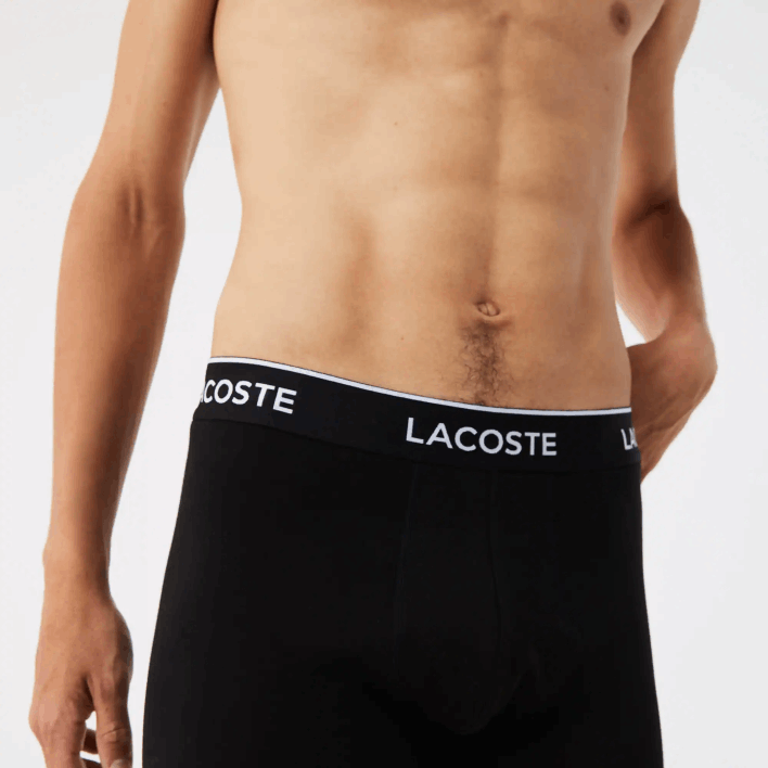 Lacoste Long Stretch Cotton Boxer Brief 3-Pack 646T1433 Black White Grey Chine NUA Men