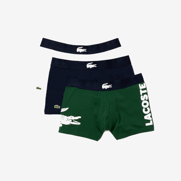 Lacoste Mismatched Stretch Cotton Trunk 3-Pack 646T1341 Green Navy Blue White P52 Men