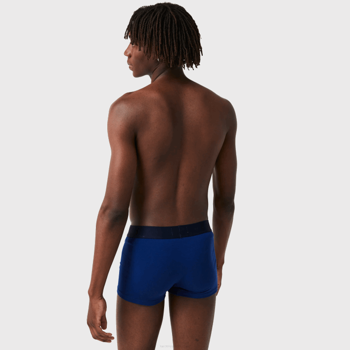 Lacoste Mismatched Stretch Cotton Trunk 3-Pack 646T1342 White Grey Chine Navy Blue BCK Men