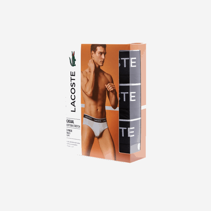 Lacoste Pack Of 3 Casual Briefs 646T1421 Black 031 Men