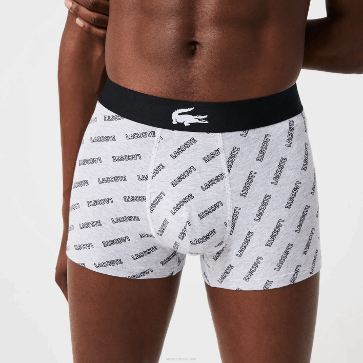 Lacoste Stretch Cotton Trunk 3-Pack 646T1431 Black Grey Chine White EQD Men