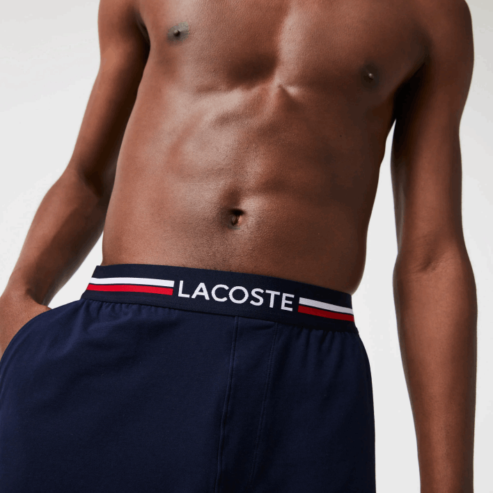 Lacoste Striped-Waist Long Boxer Briefs 646T1376 Navy Blue 166 Men