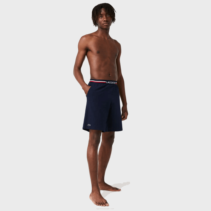 Lacoste Striped-Waist Long Boxer Briefs 646T1376 Navy Blue 166 Men