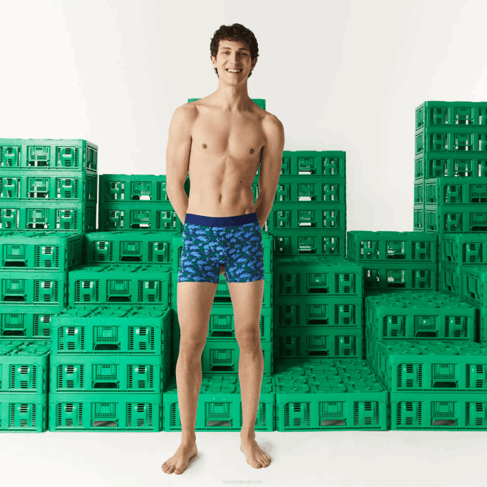 Lacoste x Minecraft Print Long Organic Cotton Boxer Briefs 646T1599 White C50 Men