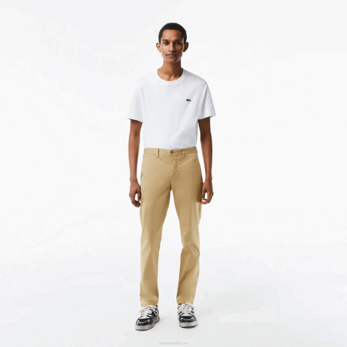 Lacoste Slim Fit Stretch Cotton Chinos 646T499 Beige CB8 Men