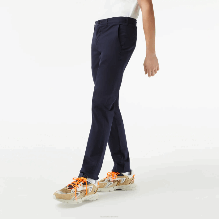 Lacoste Slim Fit Stretch Cotton Chinos 646T500 Navy Blue 166 Men