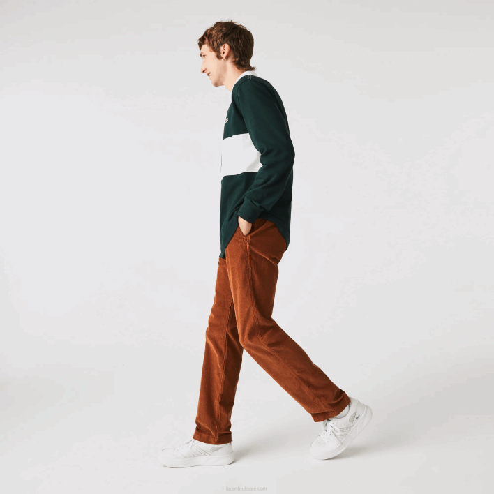 Lacoste Straight Fit Corduroy Chinos 646T1583 Brown 3PB Men