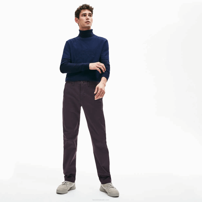 Lacoste Stretch Cotton Chino Pants 646T1656 Navy Blue 166 Men