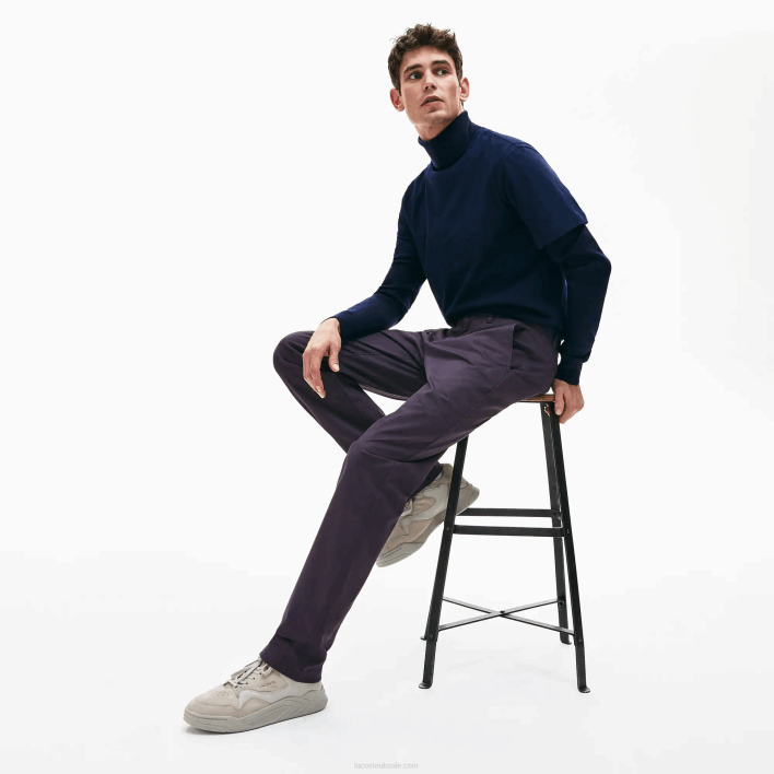 Lacoste Stretch Cotton Chino Pants 646T1656 Navy Blue 166 Men