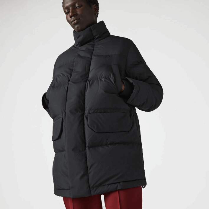 Lacoste Detachable Hood Long Puffer Coat 646T1317 Black 031 Men