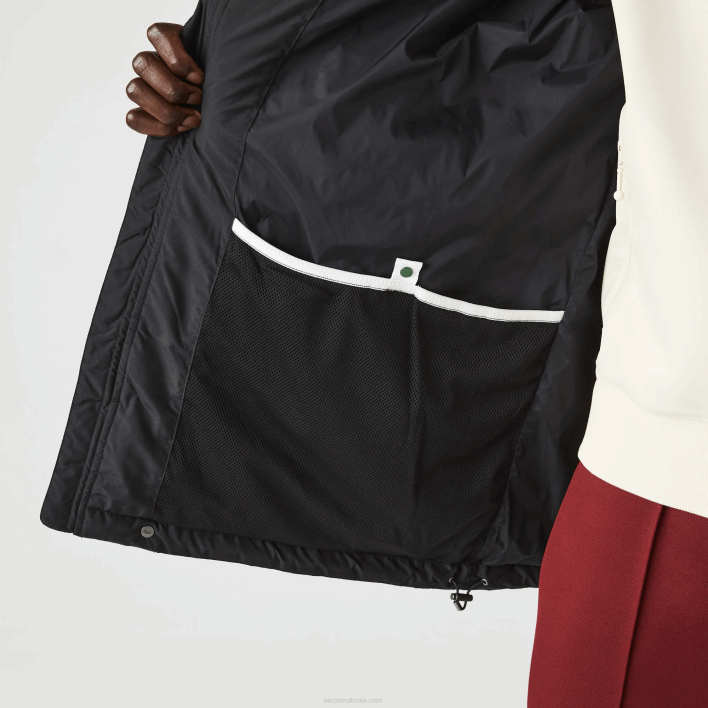 Lacoste Detachable Hood Long Puffer Coat 646T1317 Black 031 Men
