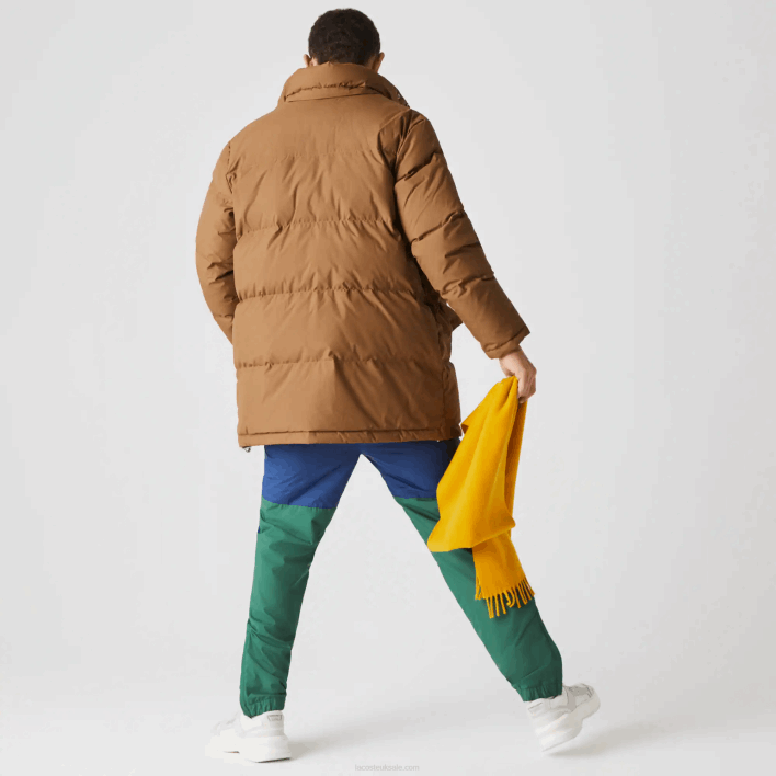 Lacoste Detachable Hood Long Puffer Coat 646T1318 Brown Z0W Men