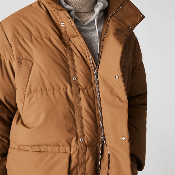 Lacoste Detachable Hood Long Puffer Coat 646T1318 Brown Z0W Men