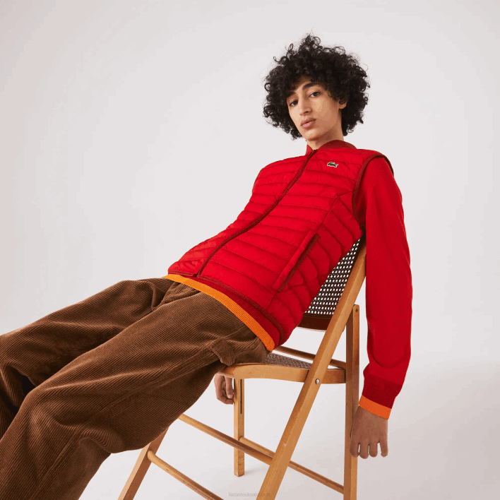 Lacoste Lightweight Foldable Water-Resistant Puffer Coat 646T1288 Red 240 Men