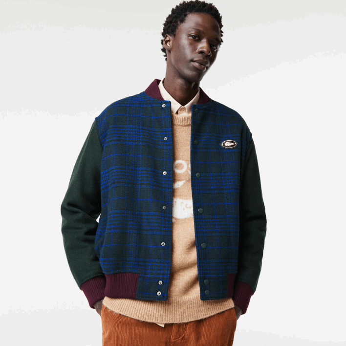 Lacoste Branded Back Varsity Jacket 646T1220 Navy Green Black Blue V48 Men