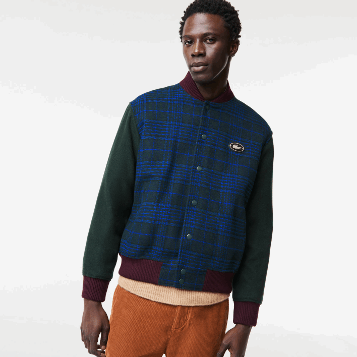 Lacoste Branded Back Varsity Jacket 646T1220 Navy Green Black Blue V48 Men