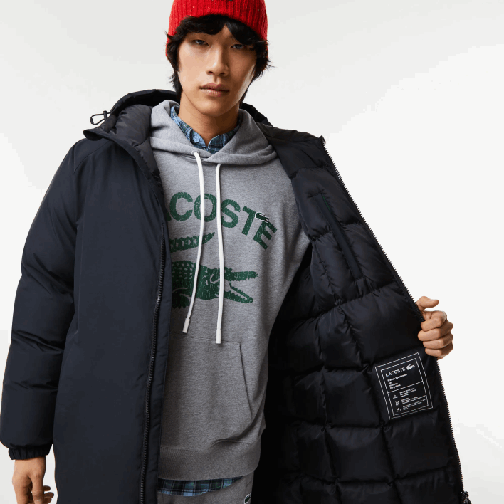 Lacoste Branded Inscription Long Puffer Jacket 646T1294 Black 031 Men