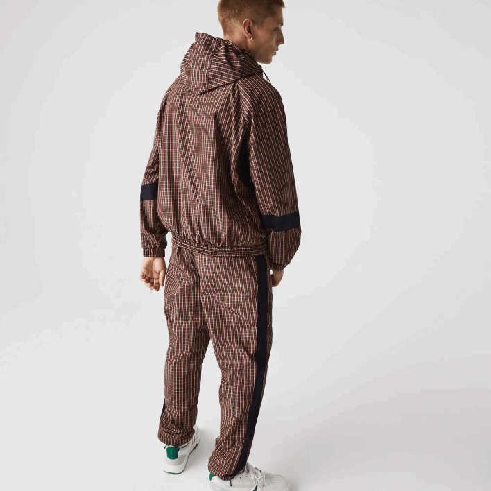 Lacoste LIVE Zip Hood Light Check Jacket 646T1278 Navy Blue White QRN Men